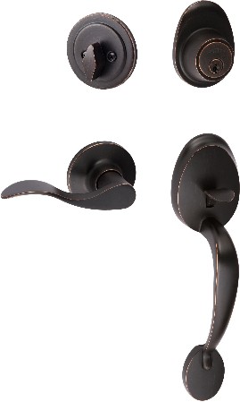 Sure-Loc Door Hardware Alta Vintage Bronze Single-Cylinder Keyed Entry Door Handleset with Balboa Lever