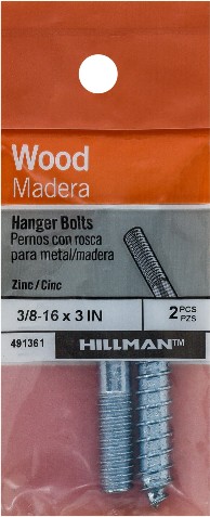 3/8-in x 3-in Zinc-plated Hanger Bolt ( 2 Count )