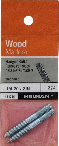 1/4-in x 2-in Zinc-plated Hanger Bolt ( 2 Count )