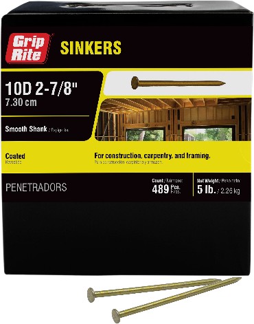 2-7/8-in x 0.148-in 10d Vinyl-coated Smooth Shank Sinker nails ( 489 -Per Box )