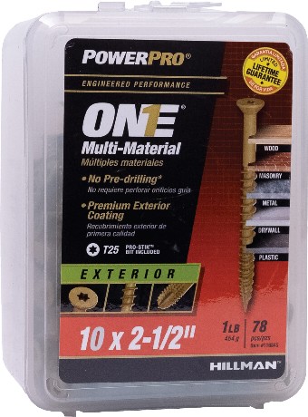 One #10 x 2-1/2-in Epoxy Exterior Wood screws (