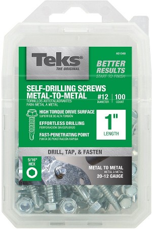 #12 x 1-in Socket hex -Drive Self-drilling Sheet Metal Screws 100 -Count