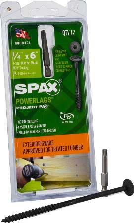 1/4-in x 6-in Black Coated Washer -Head Exterior Structural wood screws 12 -Pack