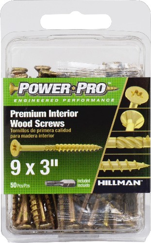 #9 x 3-in Yellow zinc Interior Wood screws ( 50 -Per Box )