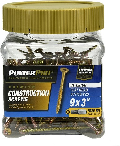 #9 x 3-in Yellow zinc Interior Wood screws ( 80 -Per Box )