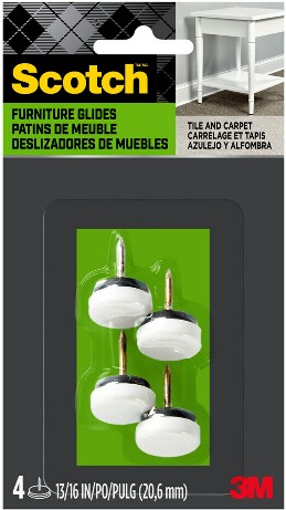 4 -Pack 7/8 in White Plastic Chair leg glides