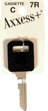 Silver/Black #7R Brass Automotive Key Blank