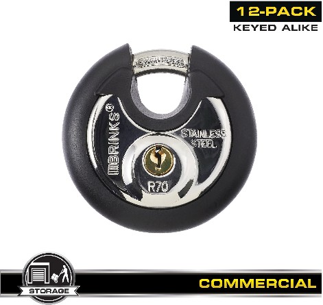 Commercial Keyed Padlock, 2-13/16-in Wide x 1/2-in Shackle (12-Pack)