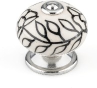 Hereford 1-9/16-in Almond, Black and Chrome Round Transitional Cabinet Knob