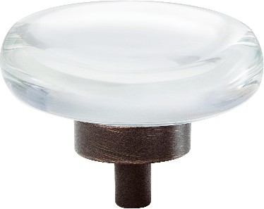 Glacio 1-3/4-in Clear/Oil-Rubbed Bronze Round Contemporary Cabinet Knob