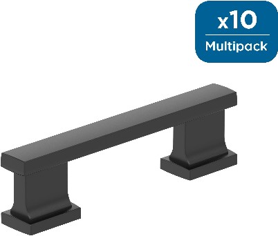 Triomphe 3-in , 76mm Center to Center Matte Black Cylindrical Bar Drawer Pull 10 -Pack