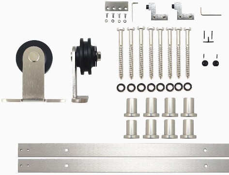 120-in Brushed Brushed Nickel Indoor Top mount Single Barn door hardware kit