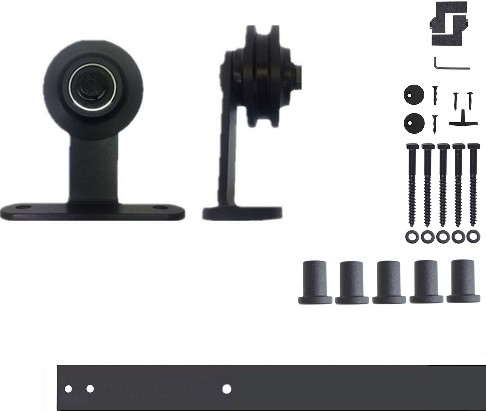 84-in Rustic black Black Indoor Top mount Single Barn door hardware kit