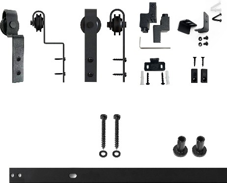 24-in Rustic black Black Indoor J-strap Double bypass Barn door hardware kit