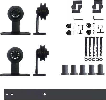84-in Rustic black Black Indoor Top mount Double Barn door hardware kit