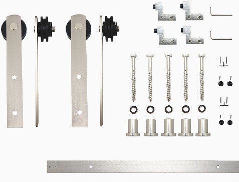 84-in Brushed Brushed Nickel Indoor I-strap Double Barn door hardware kit