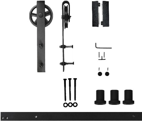 48-in Rustic black Black Indoor Spoke Wheel Single Barn door hardware kit