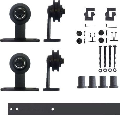 60-in Rustic black Black Indoor Top mount Double Barn door hardware kit