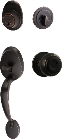 SureLoc Alta Vintage Bronze Exterior Single-Cylinder Deadbolt and Keyed Entry Door Handle Combo Pack
