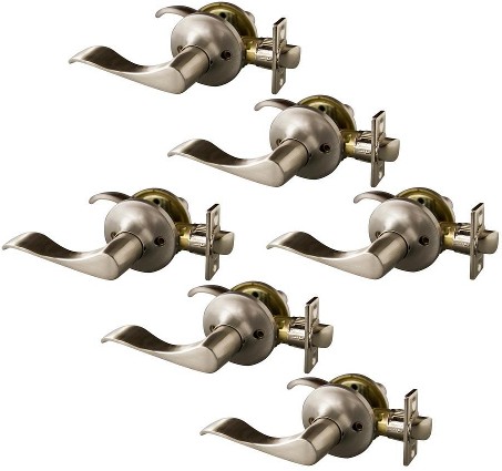 Stratford Satin Nickel Interior or Hall/Closet Passage Door Handle Contractor Pack 6 -Pack