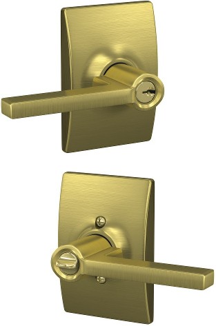 Latitude - Century Satin Brass Exterior Keyed Entry Door Handle