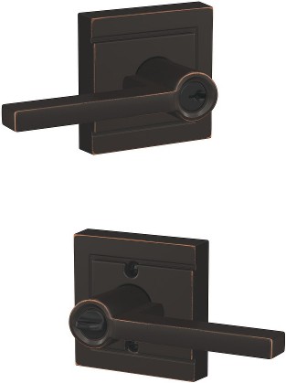 Latitude - Upland Aged Bronze Exterior Keyed Entry Door Handle