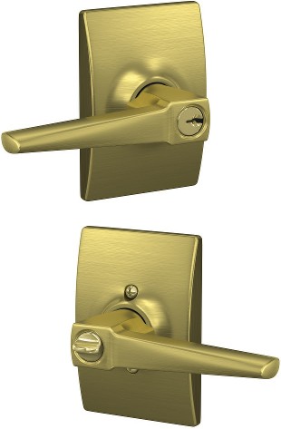 Custom Eller - Century Satin Brass Exterior Keyed Entry Door Handle