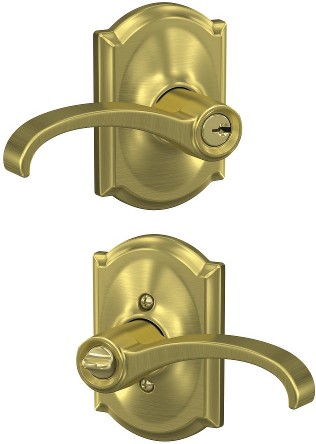 Custom Whitney - Camelot Satin Brass Exterior Keyed Entry Door Handle