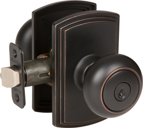 Santo Edged Bronze Interior/Exterior Keyed Entry Door Knob