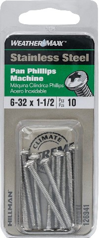 #6 - 32 x 1-1/2-in Phillips -Drive Machine screws ( 10 -Count )