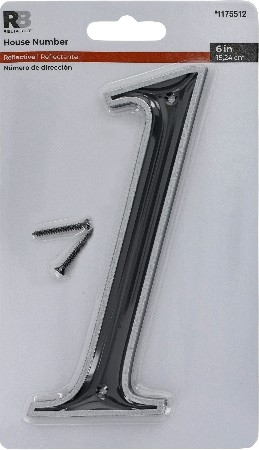 6-in Reflective Black Number 1
