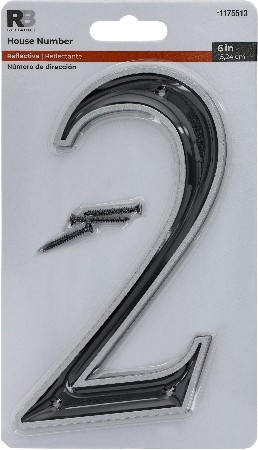 6-in Reflective Black Number 2