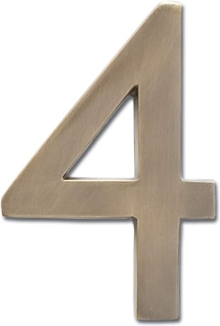 5-in Reflective Antique Brass Number 4