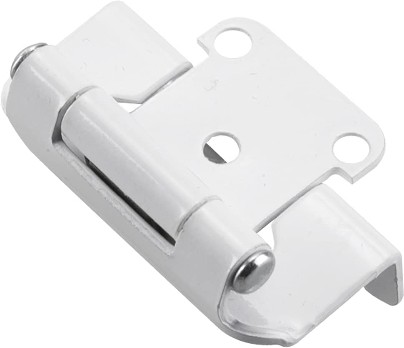 180-Degree 1/2-in Overlay Semi-wrap Surface Self-Closing White Cabinet Hinge, 2 -Pieces