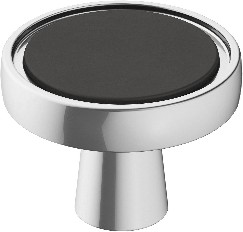 Mergence 1-3/8-in Polished Chrome/Matte Black Round Contemporary Cabinet Knob