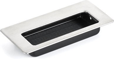 Brushed Chrome Rectangular Recessed Drawer Pull