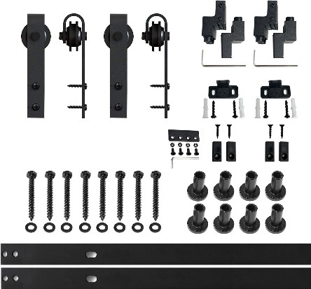 120-in Rustic black Black Indoor J-strap Single Barn door hardware kit