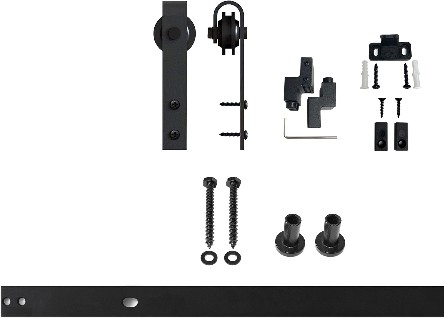 30-in Rustic black Black Indoor J-strap Single Barn door hardware kit