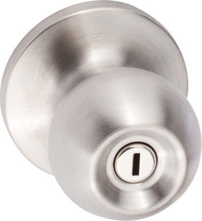 Sure-Loc Door Hardware Tahoe Satin Stainless Interior Bed/Bath Privacy Door Knob