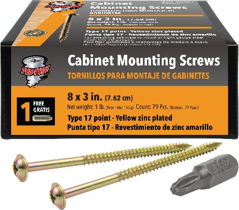#8 x 3-in Yellow zinc Interior Cabinet screws ( 79 -Per Box )