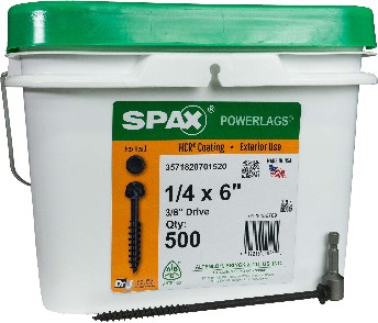 1/4-in x 6-in Black Coated Hex -Head Exterior Structural wood screws 500 -Pack