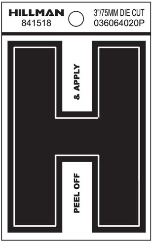 3-in Black/White Letter H