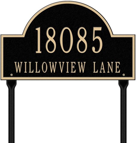 9-1/4-in H x 15-3/4-in W Black/Gold Aluminum Address plaque