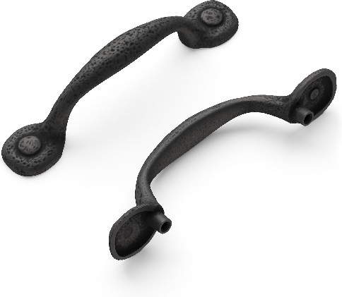 Refined Rustic 3-in , 76mm Center to Center Black Iron Arch Handle Drawer Pulls 10 -Pack