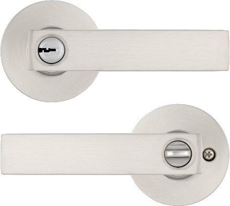 Kinross Satin Nickel Exterior Keyed Entry Door Handle