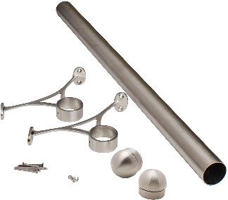 4-ft L x 2-in Dia Satin Stainless Steel Metal Bar Foot Rail Kit (Installation Hardware Included)