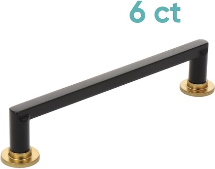 Hilo 5-1/16-in , 128mm Center to Center Matte Black/Brushed Gold Rectangular Bar Drawer Pull 6 -Pack