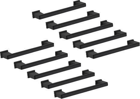 Gage 5-in , 128mm Center to Center Matte Black Dual Mount Rectangular Handle Drawer Pulls 10 -Pack