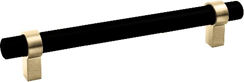 Emery 5-1/16-in , 128mm Center to Center Matte Black/Satin Gold Dual Mount Cylindrical Handle Drawer Pull 5 -Pack