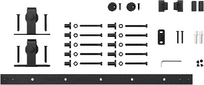 72-in Matte Black Indoor Top mount Single Barn door hardware kit